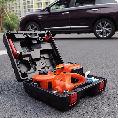 رافعة سيارة مزودة بمنفاخ للاطارات و مفتاح كفرات كهربائي