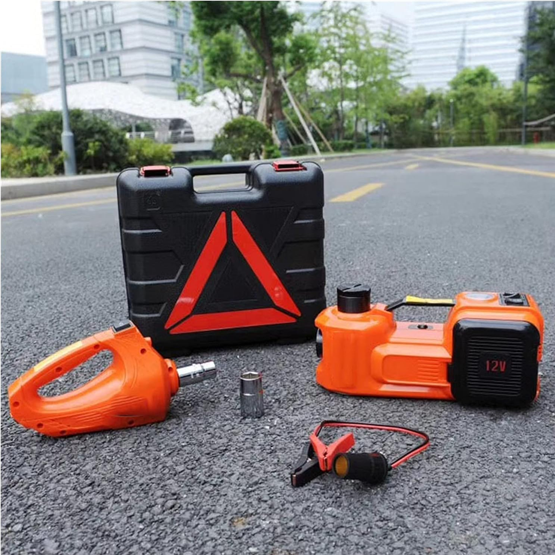 رافعة سيارة مزودة بمنفاخ للاطارات و مفتاح كفرات كهربائي